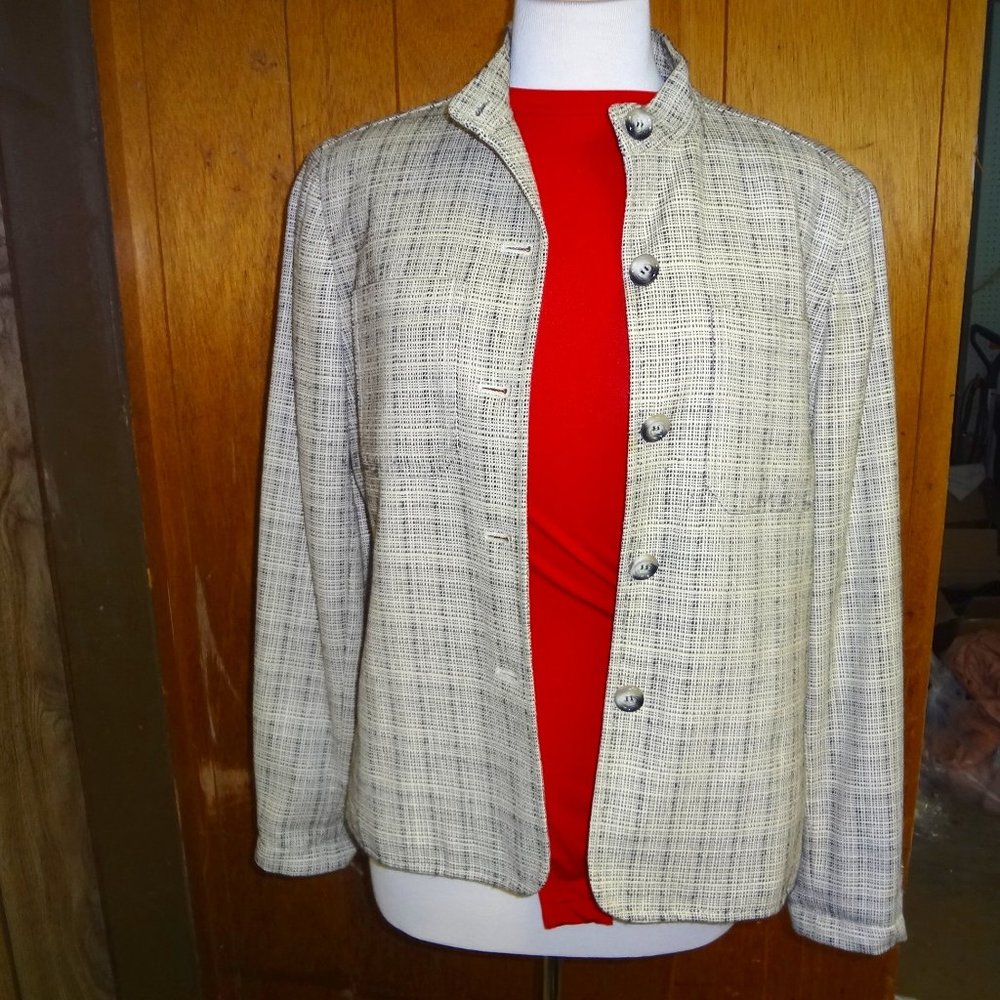 Jones New York Blazer/Jacket Black and White 10